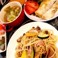 水曜日晩飯　パスタ|山木屋さん