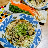茄子と豚肉のさっぱりポン酢うどん| じんさん
