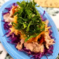 @きなこさんの料理 🔷｢新玉ねぎと大葉の食べるドレッシング」というレシピ🔷→→🔷蒸籠蒸しde国産豚🐖のしゃぶしゃぶサラダ🥗🔷